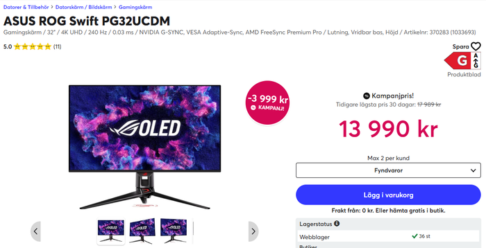 ASUS ROG Swift PG32UCDM Gamingskärm