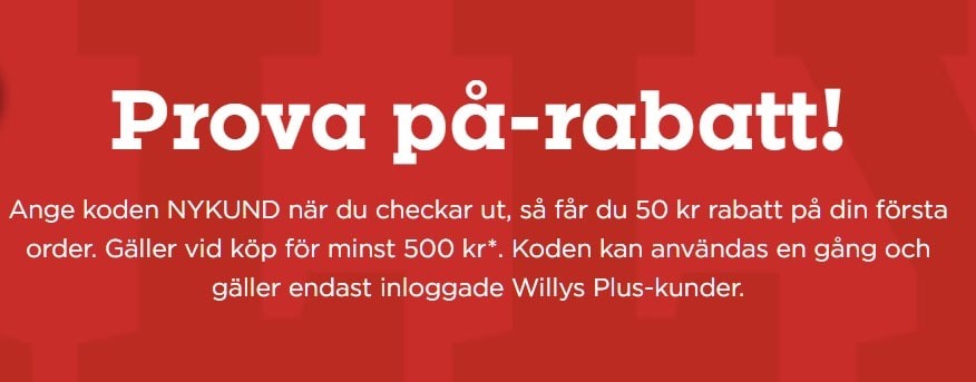 50kr rabatt online som ny kund - Willys