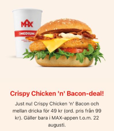 MAX Crispy Chicken 'n' Bacon för endast 49 kr