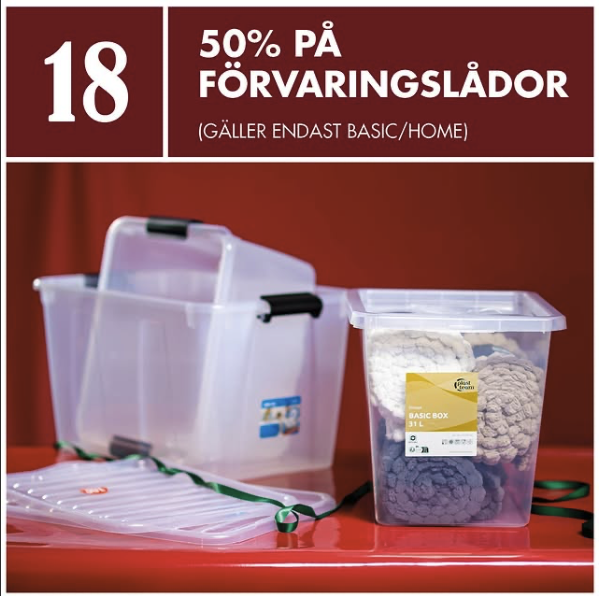 Lucka 18: 50 % rabatt på förvaringslådor hos ÖoB