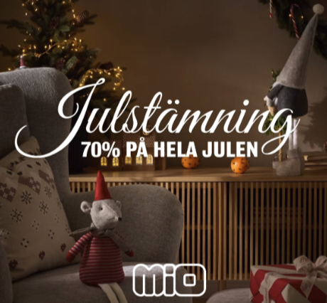 Upp till 70 % på hela julsortimentet hos Mio