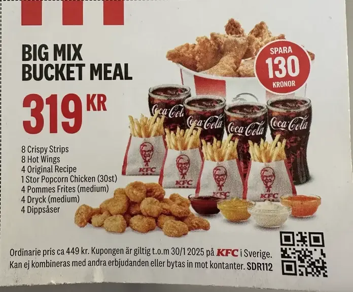 KFC QR koder som ger rabatt - se alla kuponger (bilder)