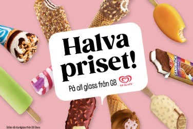 Halva priset på all GB-glass hos Pressbyrån