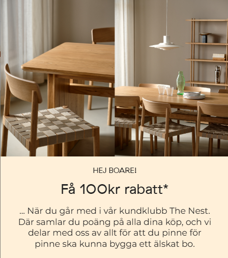 Nordic Nest - Gå med i kundklubb och få 100 kr rabatt