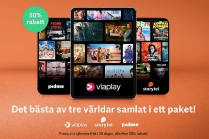 Viaplay, Storytel och Podme gratis i 30 dagar sen 50%