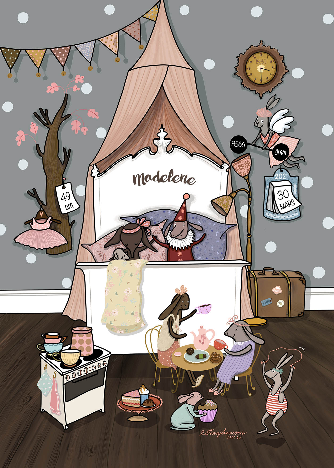 Tea Time, Födelsetavla av Bettina Johansson - Posterkid