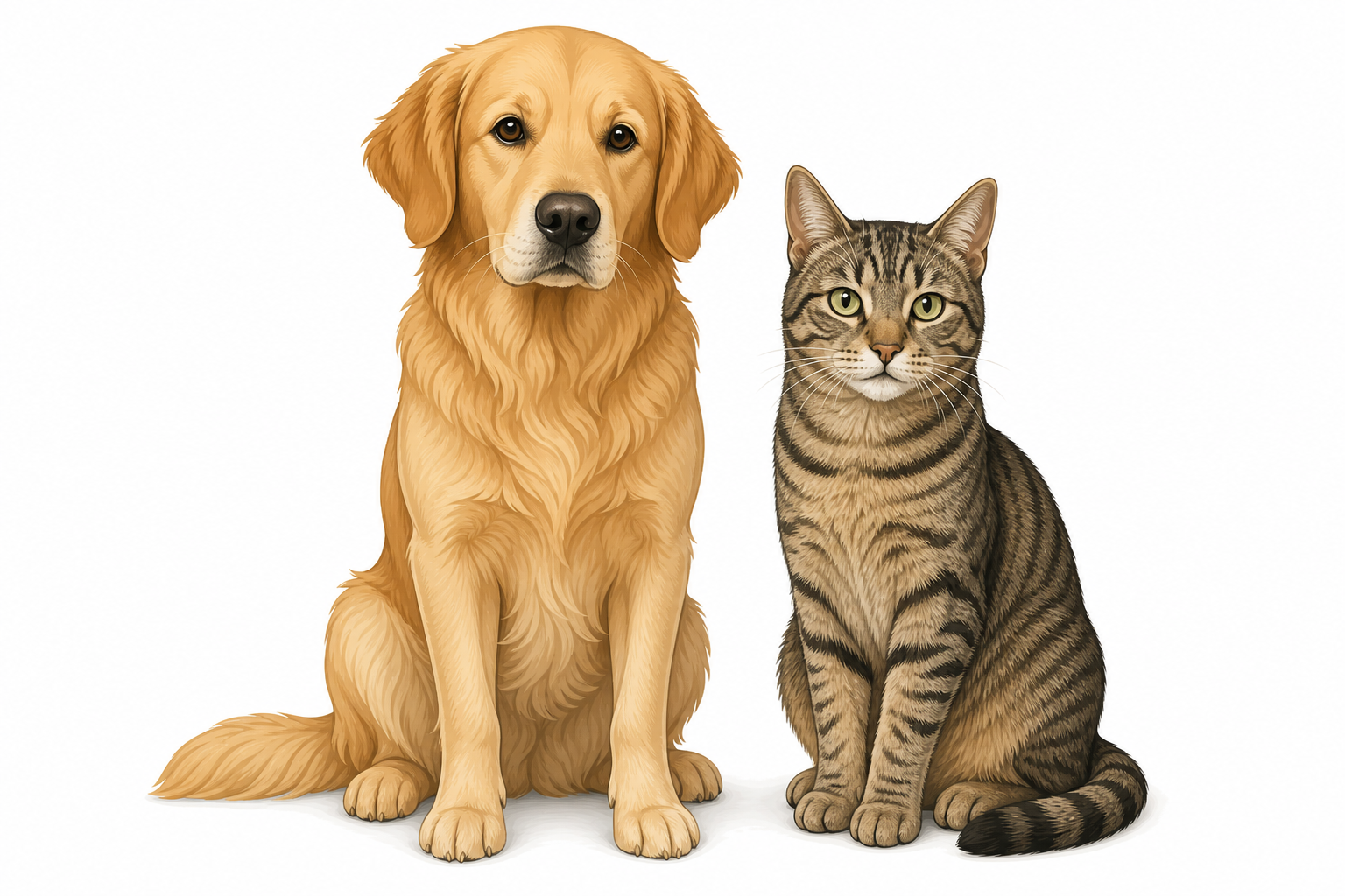 A healthy dog and cat sitting together, representing species affected by hypercalcemia.