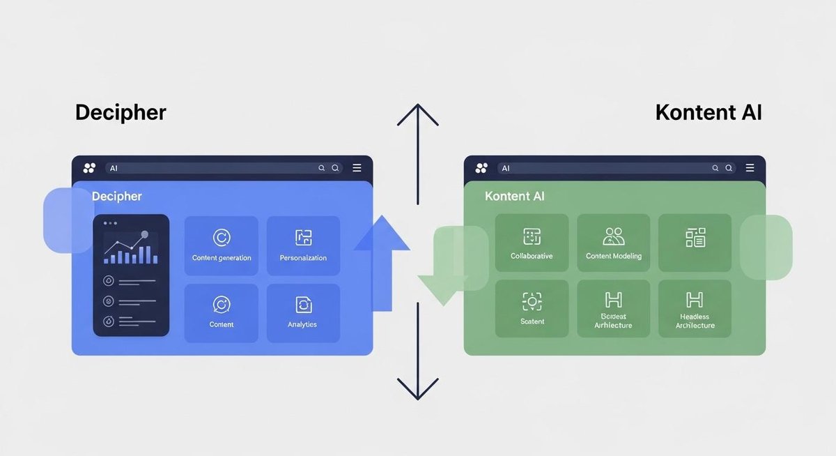 Image representing The Complete AI CMS Comparison: Decipher vs Kontent AI