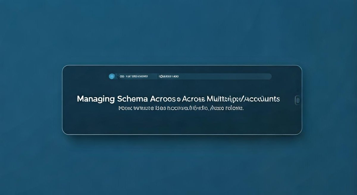Abstract graphic depicting interconnected databases or schemas, representing data management across multiple client accoun...