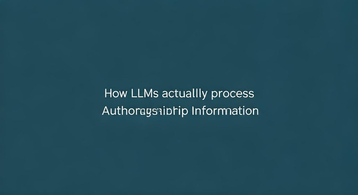 A diagram illustrates the flow of authorship information through a Large Language Model. Data points, connections, and pro...