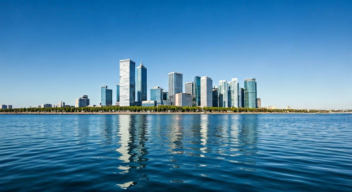 A bustling Asian city skyline at dusk, silhouetted against a vibrant, colorful sky. Skyscrapers dominate, hinting at rapid...
