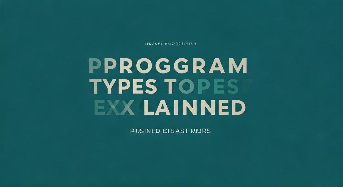 A graphic with icons and text explaining different travel program types. Clean, modern design.