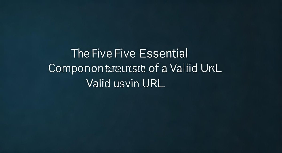 A clean, modern graphic displays the five components of a valid URL: scheme, subdomain, domain, top-level domain, and path...