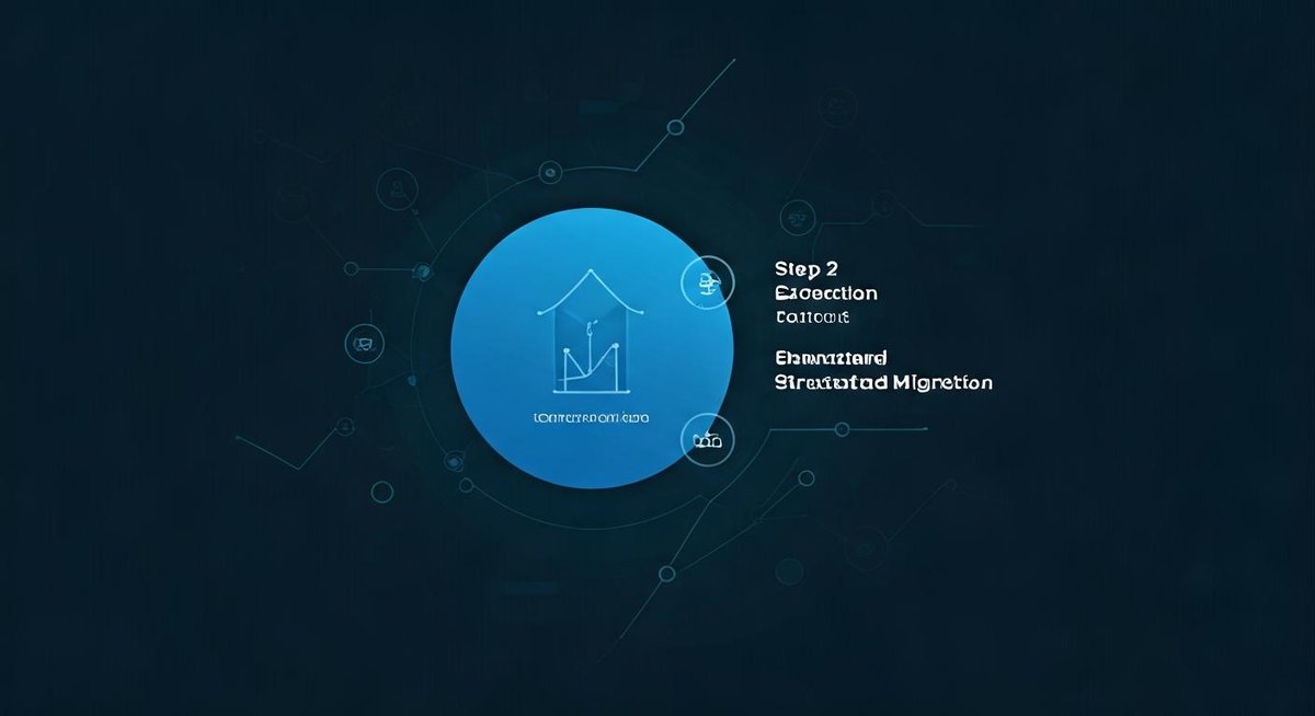 A computer screen displays a data migration interface. Content is being extracted from a source database and transformed i...
