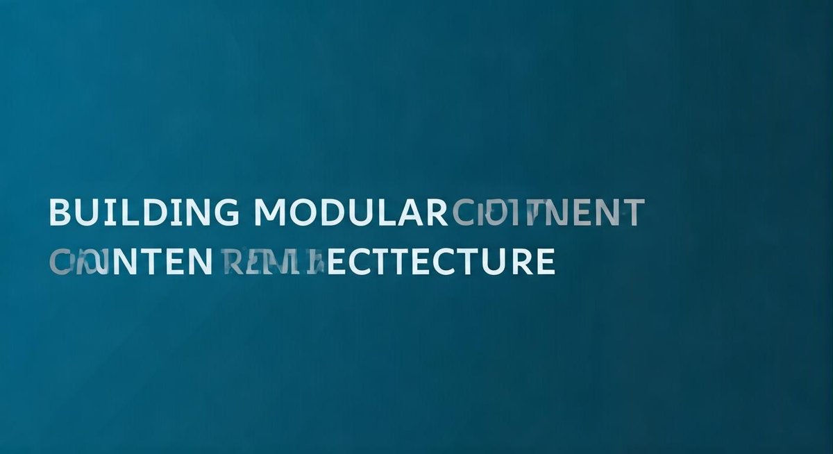 Abstract graphic depicting interconnected content blocks forming a larger structure. Visual emphasizes flexibility and sca...