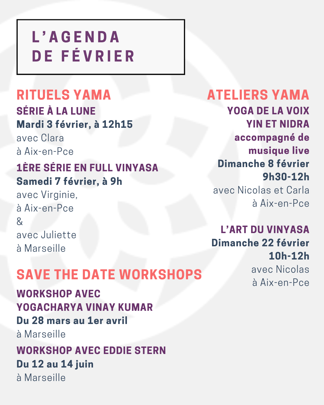 Rituels, ateliers et workshops internationaux