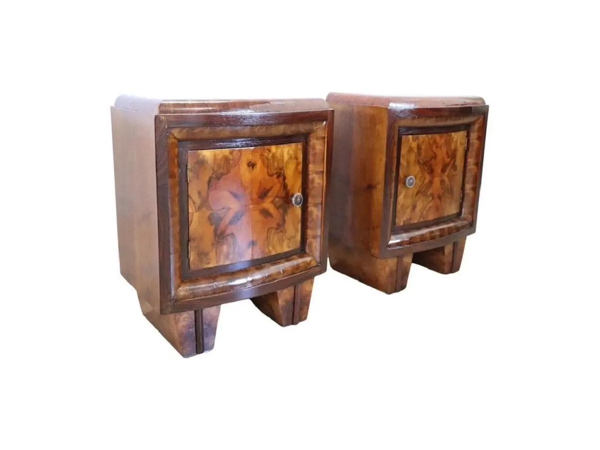 Set of 2 vintage wooden bedside tables 