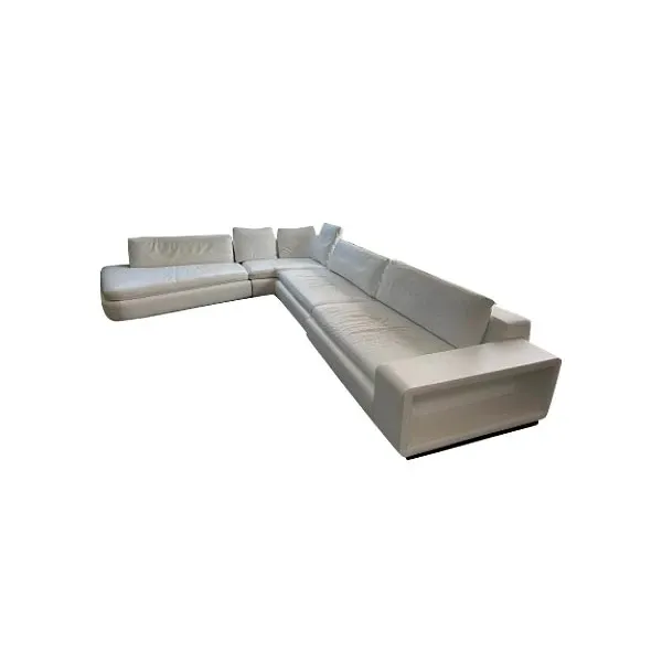 7 seater corner sofa in leather (white), Contempo 5