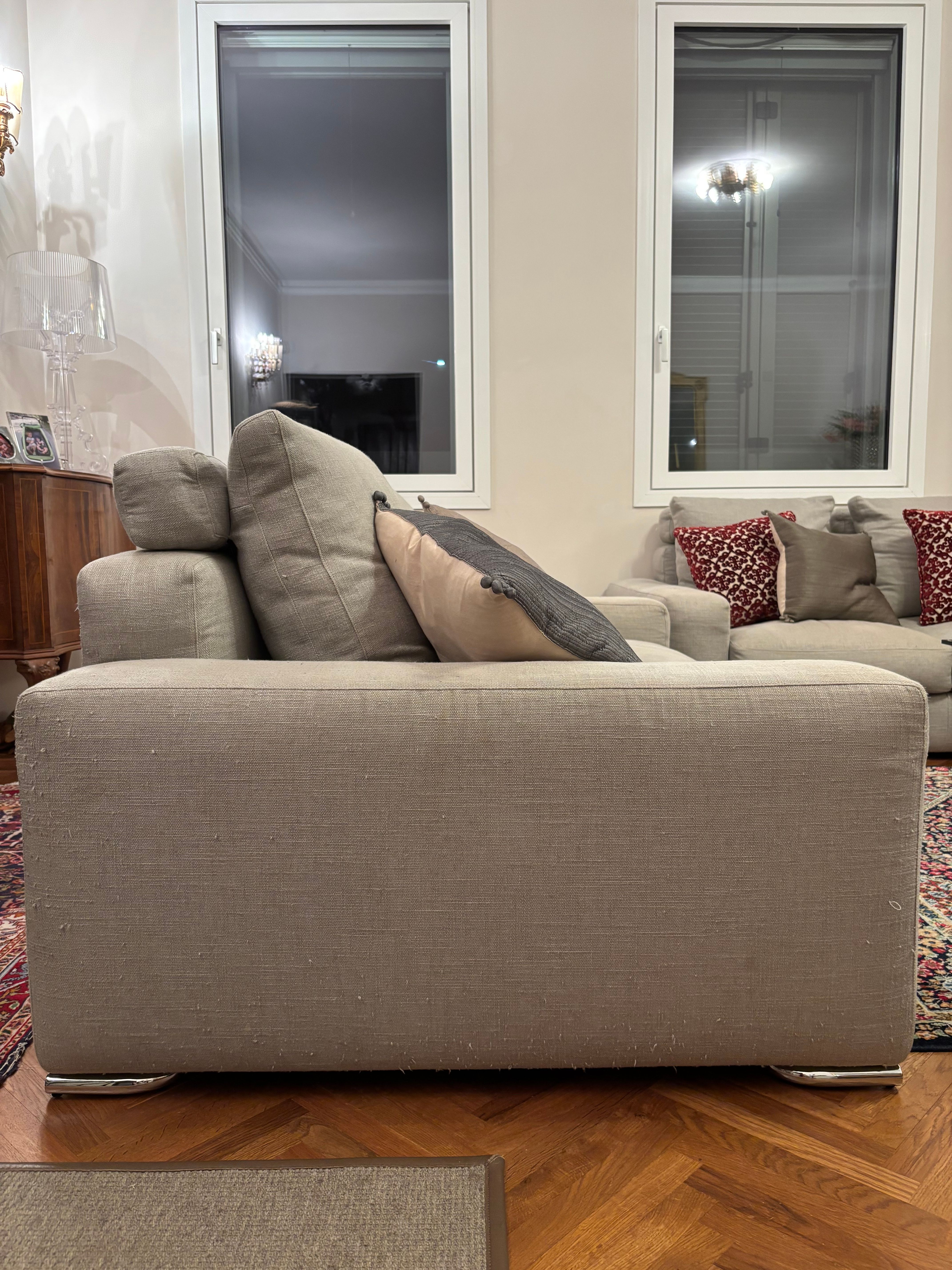 Jagger 2-Seater Sofa and Ottoman Set by Rodolfo Dordoni Side