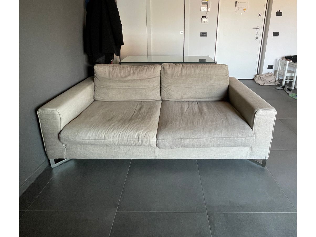 Holiday 2-seater sofa in white fabric Front