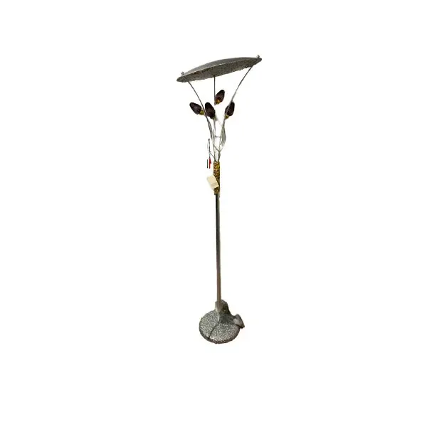 Lampada da terra in foglia argento e oro 5