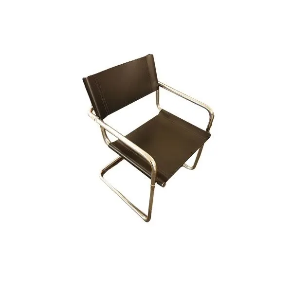 MG5 chair with armrests steel and leather (black), Matteograssi 