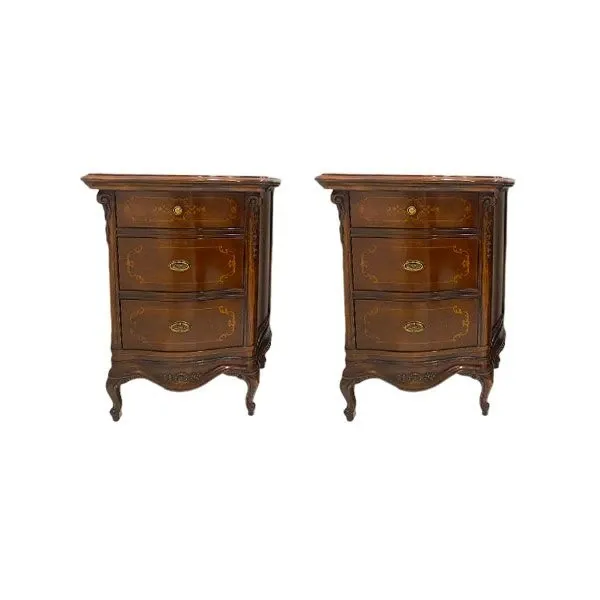 Set of 2 bedside tables with 3 drawers in cherry wood, Signorini e Coco image