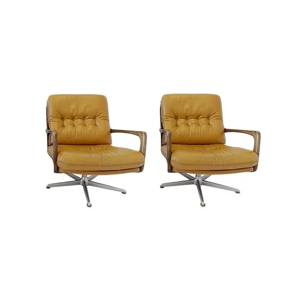 2er Set Ledersessel von Eugen Schmidt (braun) 6