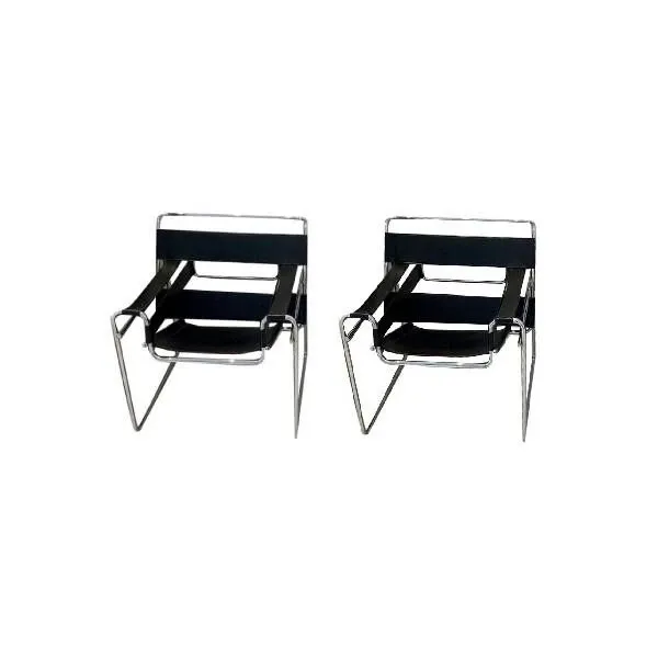 Set of 2 black Wassily armchairs, Gavina image