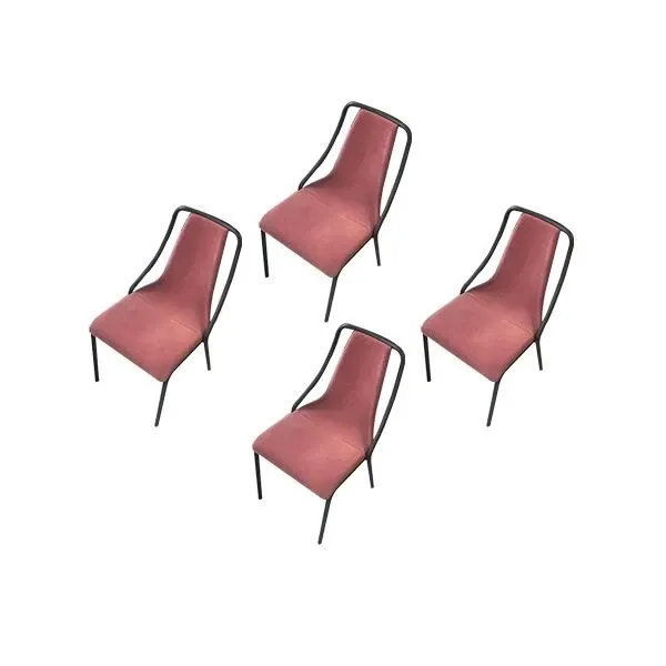 Set of 4 Ola stackable chairs in velvet (pink), Midj 