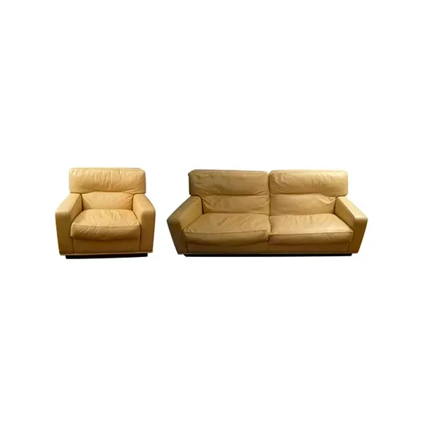 2 seater sofa set and leather armchair (beige), Poltrona Frau image