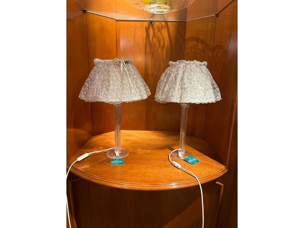 Set of 2 table lamps in glass and fabric, Interni Luce 2