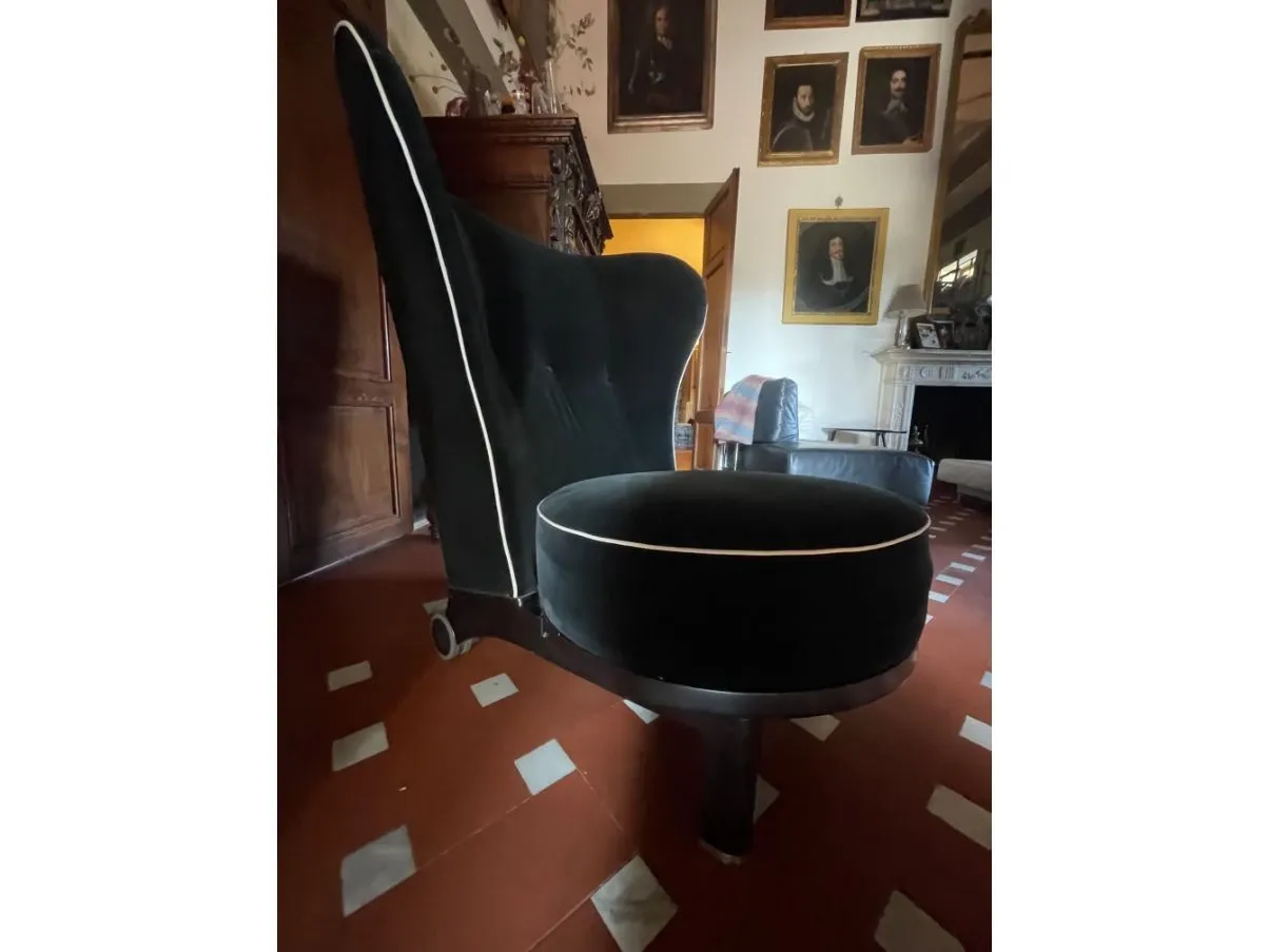 Poltrona Rea in velluto nero, Giorgetti 2