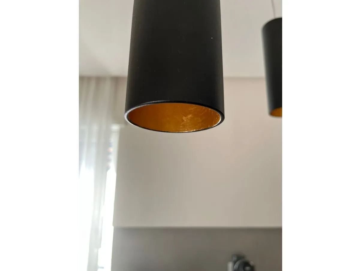 Lampada a sospensione Egotube nero e oro, Egoluce 3