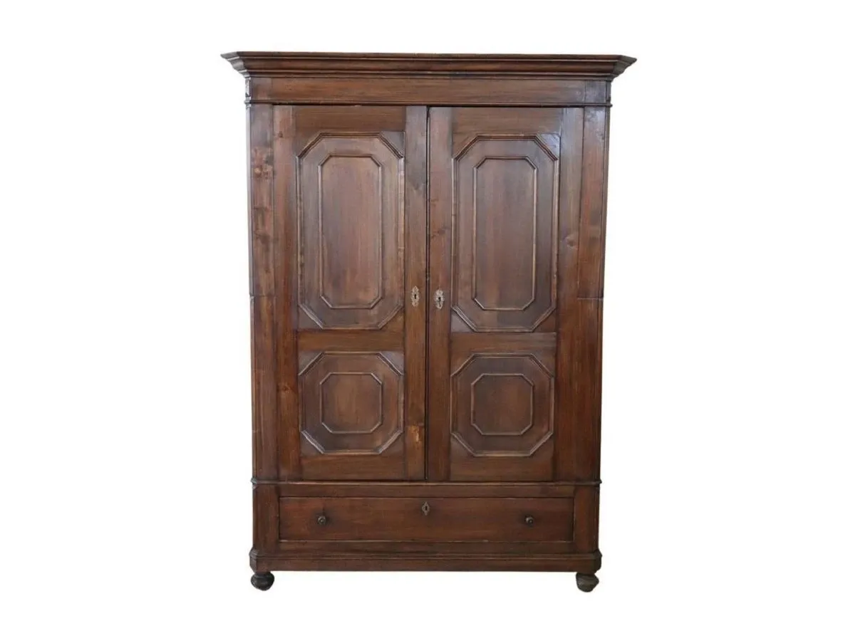 Vintage poplar wood wardrobe (19th century), image