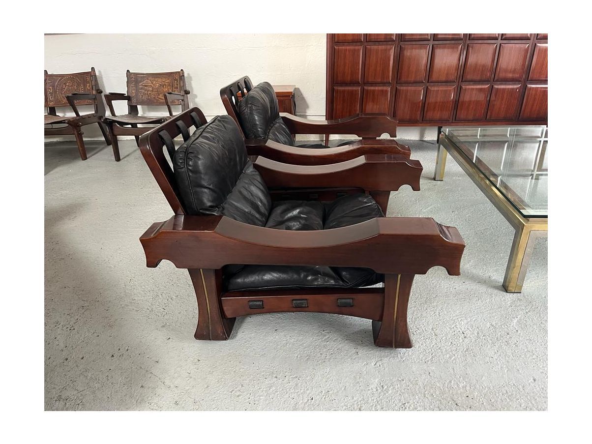Set 2 poltrone in pelle nera vintage (anni'60), Front