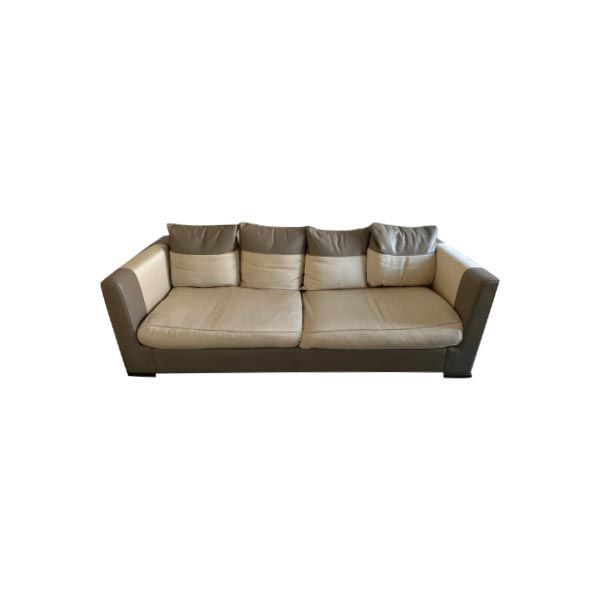 Dolcevita 3-seater sofa in dove gray leather, Promemoria image