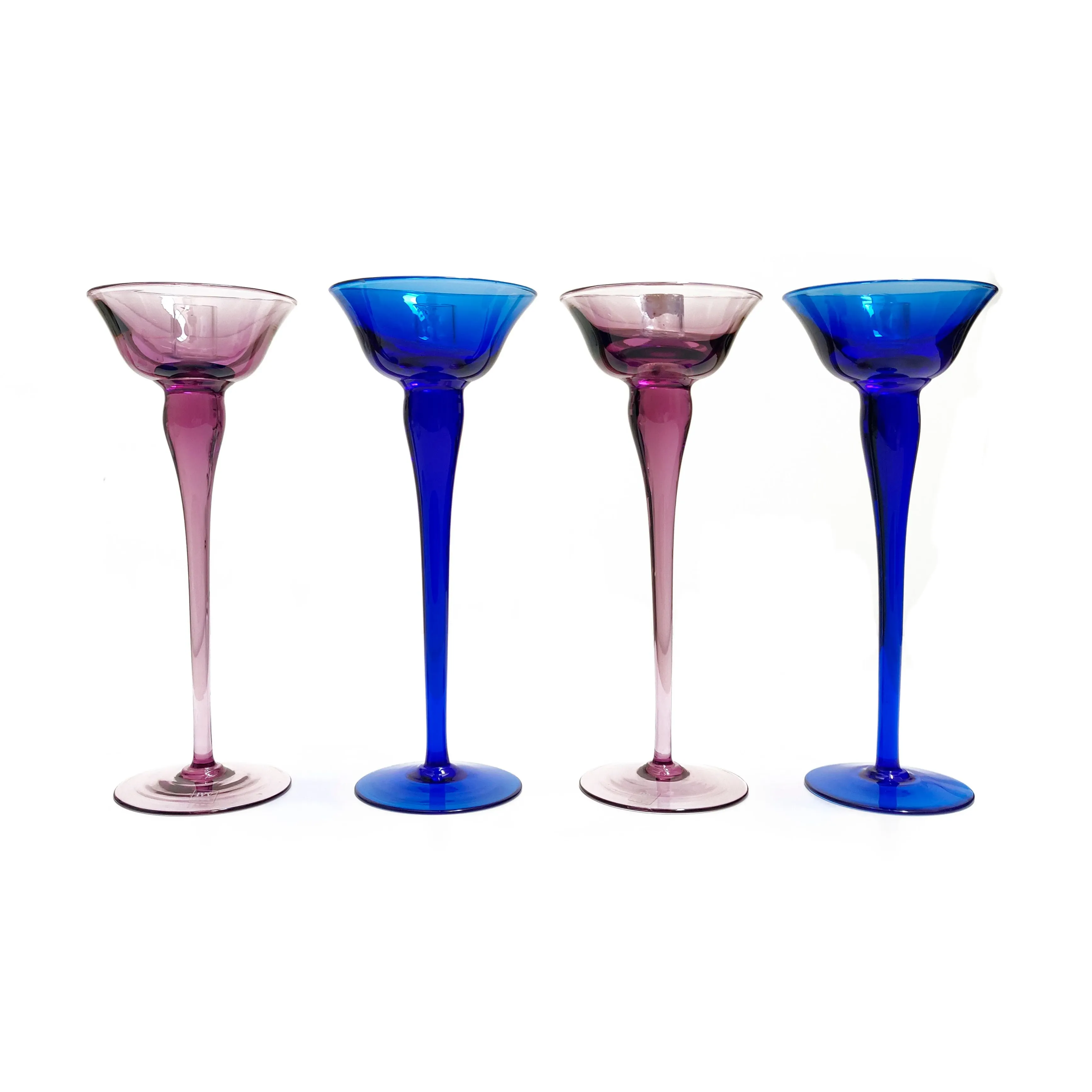 Set of 4 colored table candlesticks, IVV image