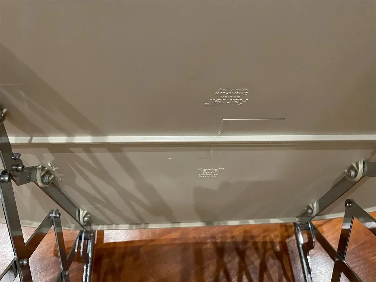 Carrello pieghevole Gastone con ruote in acciaio cromato, Kartell 2