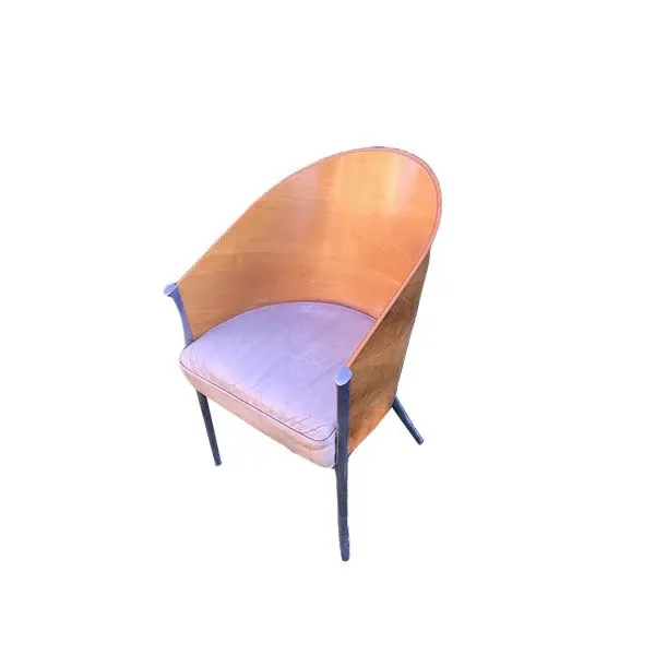 Vintage armchair with curved wooden shell (1980s) image