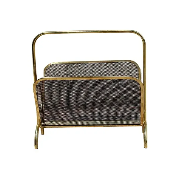 Magazine rack in brass and black lacquered metal (1970s) image