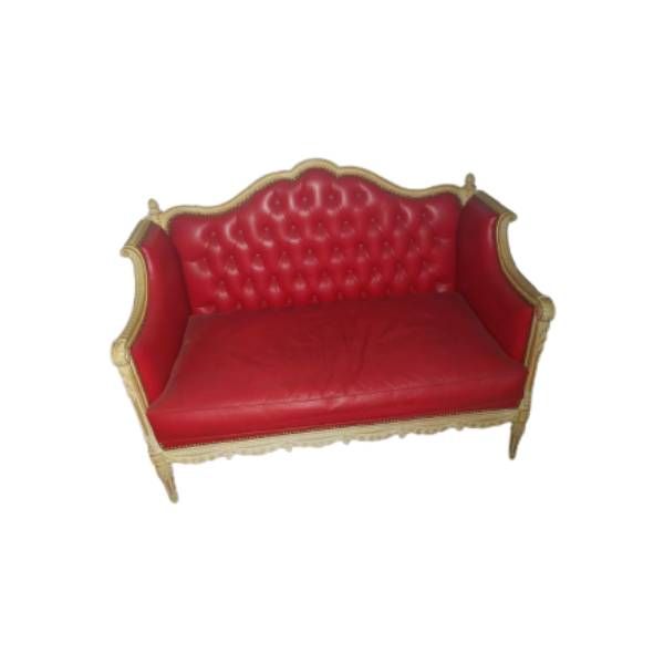 Vintage sofa in red leather (1960s), image