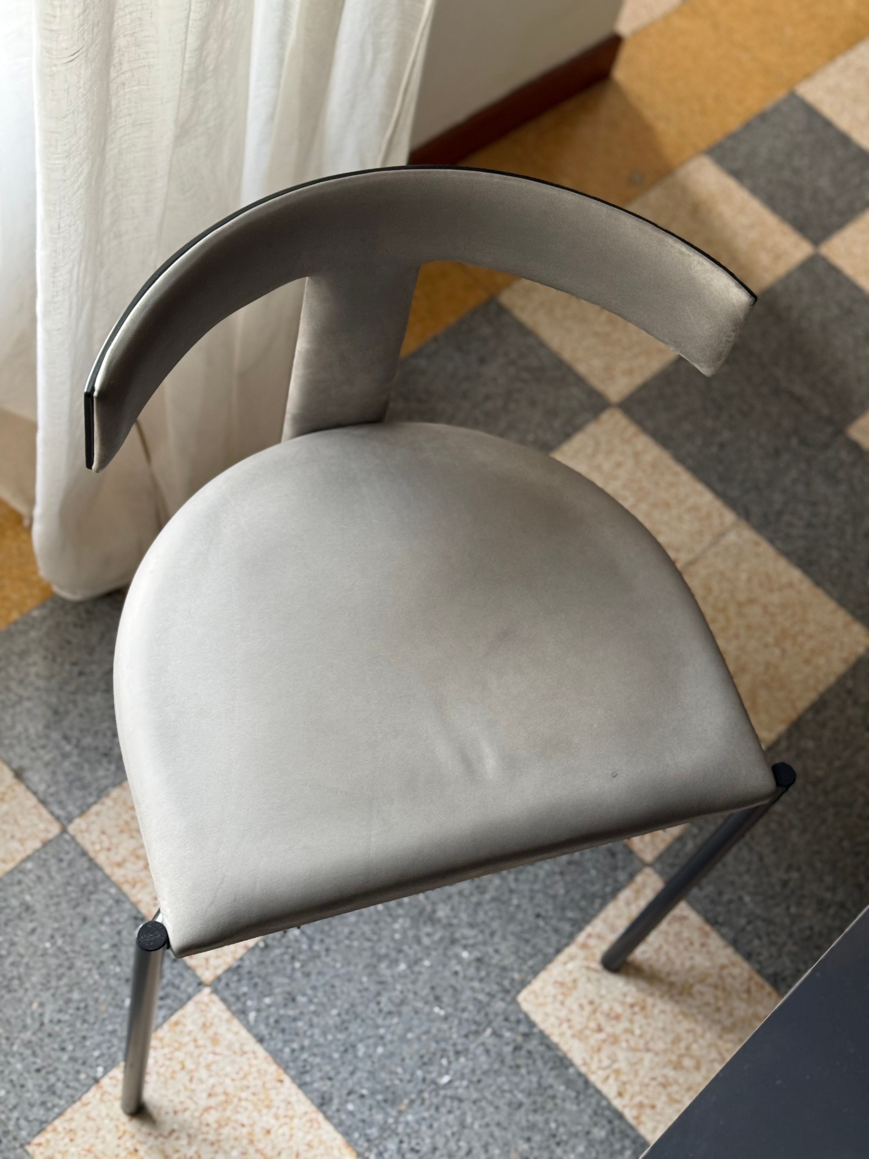 Coppia di sedie Zefir in pelle grigio di Studiopepe Main