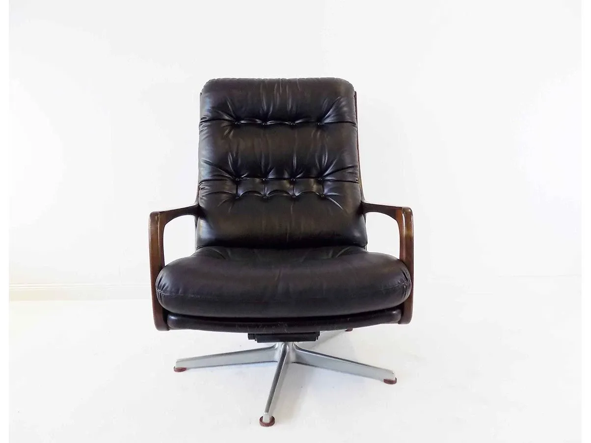 Vintage Ledersessel von Eugen Schmidt (schwarz) 4