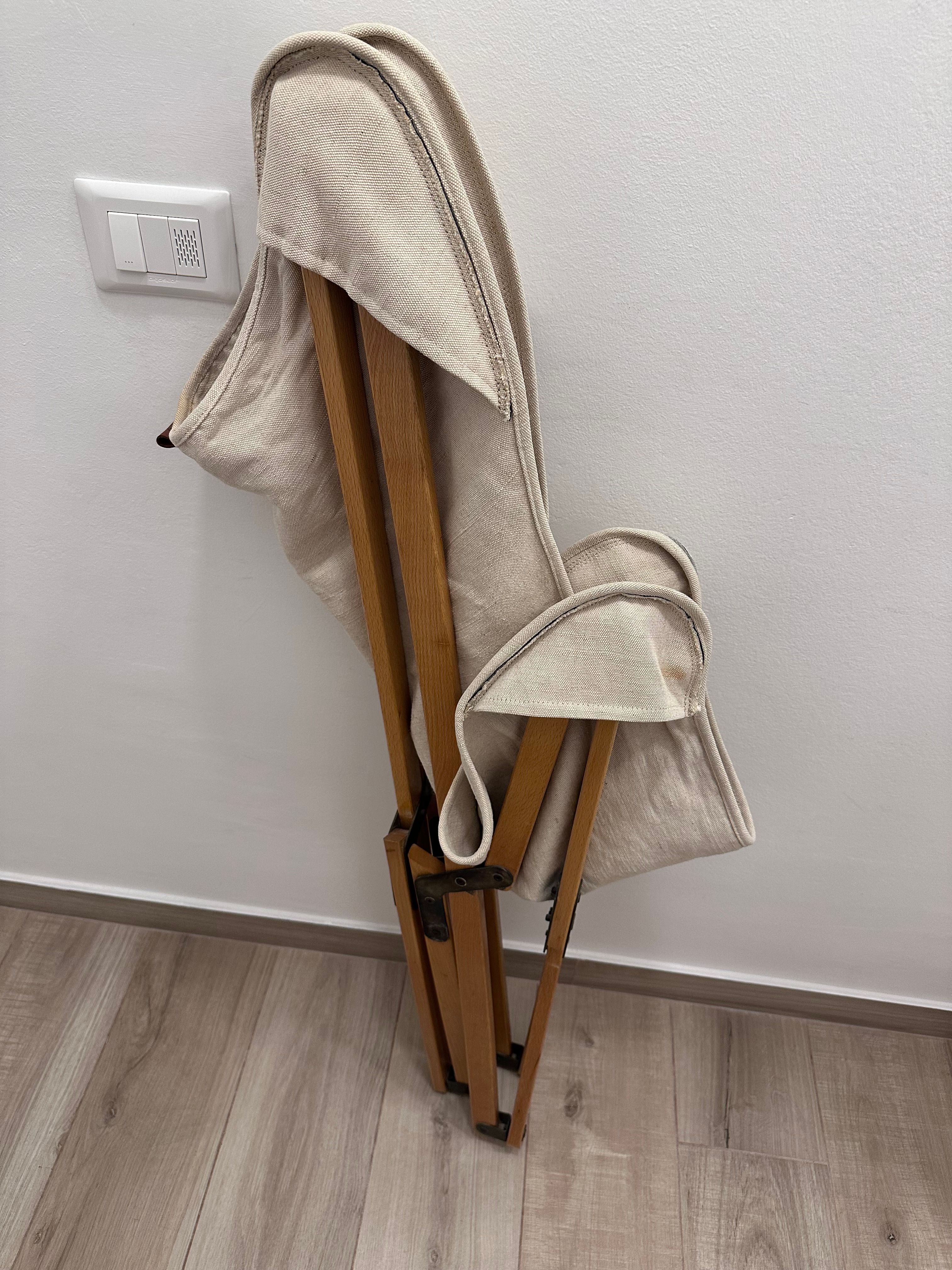 Poltroncina Tripolina in legno ecru cotone e juta Front