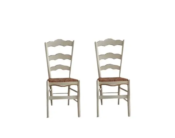 Set 2 wooden chairs with gold backrest image