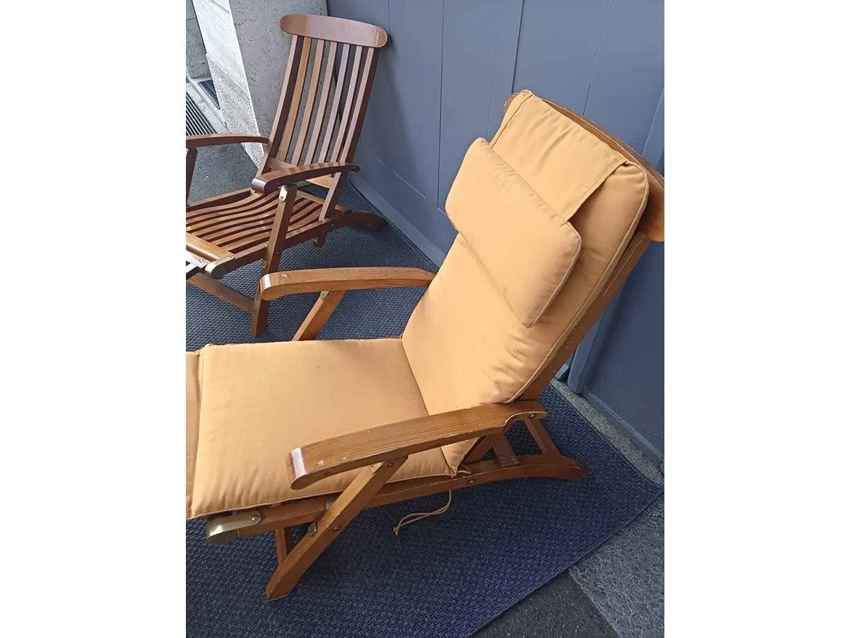 Set aus 2 Teakholz-Liegen Commodore 1