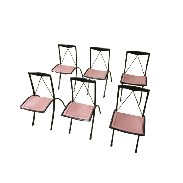 Set of 6 Bella chairs in steel and leather, Cattelan Italia image