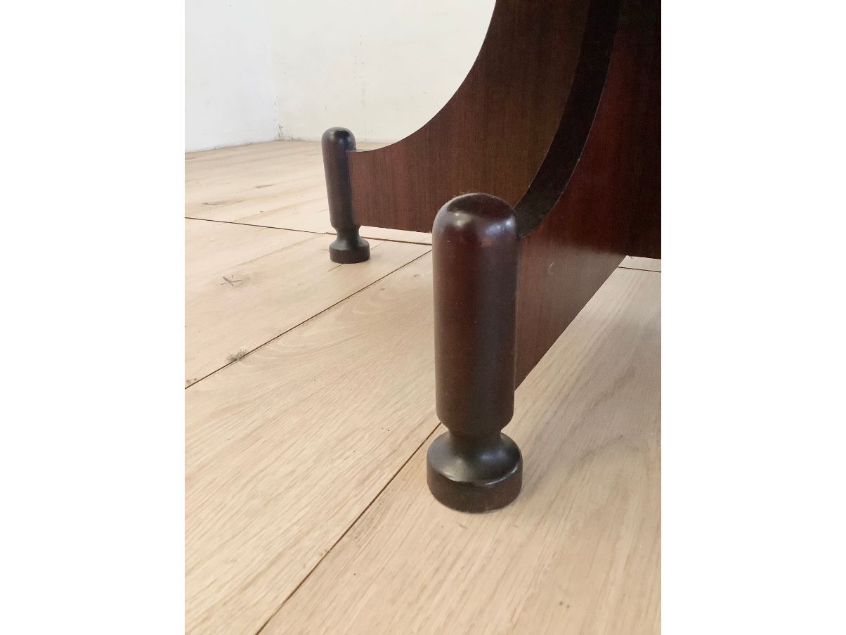 70er Rosenholz runder Couchtisch Details