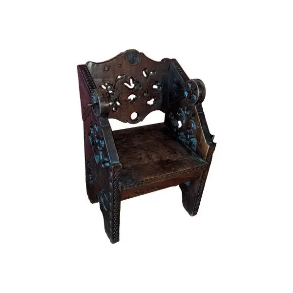 Vintage chair in solid wood with inlays, image